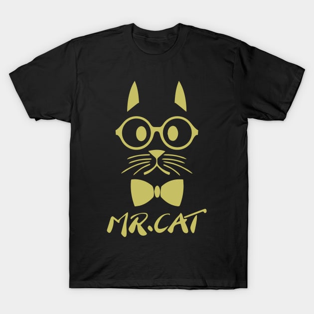 Gold Mr Cat T-Shirt by anbartshirts